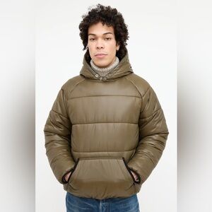 Aime Leon Dore ALD Double Snap Down Puffer Hoodie Khaki Olive Medium